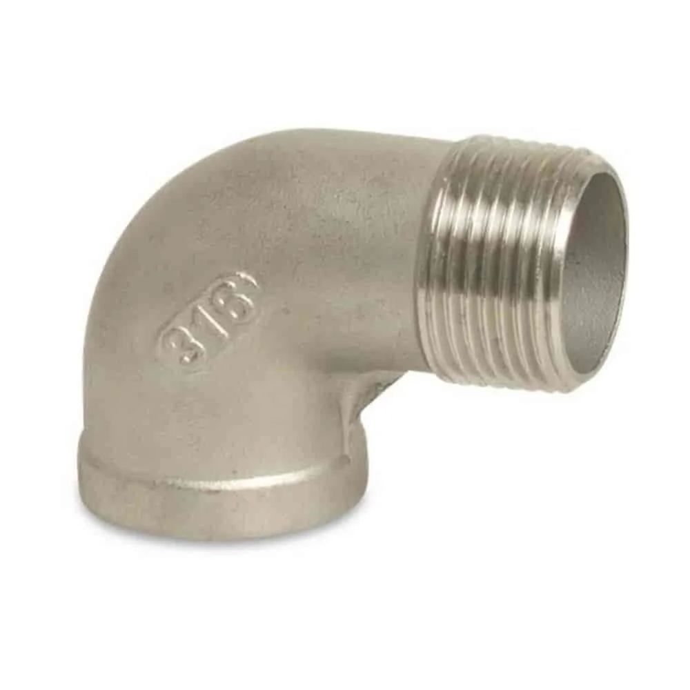 Coude en inox 90 degrés, raccord fileté 1 1/4 pouce