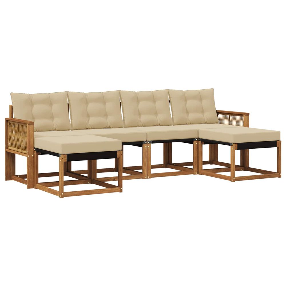 Ensemble de canapés d'extérieur 6 pc naturel et beige
