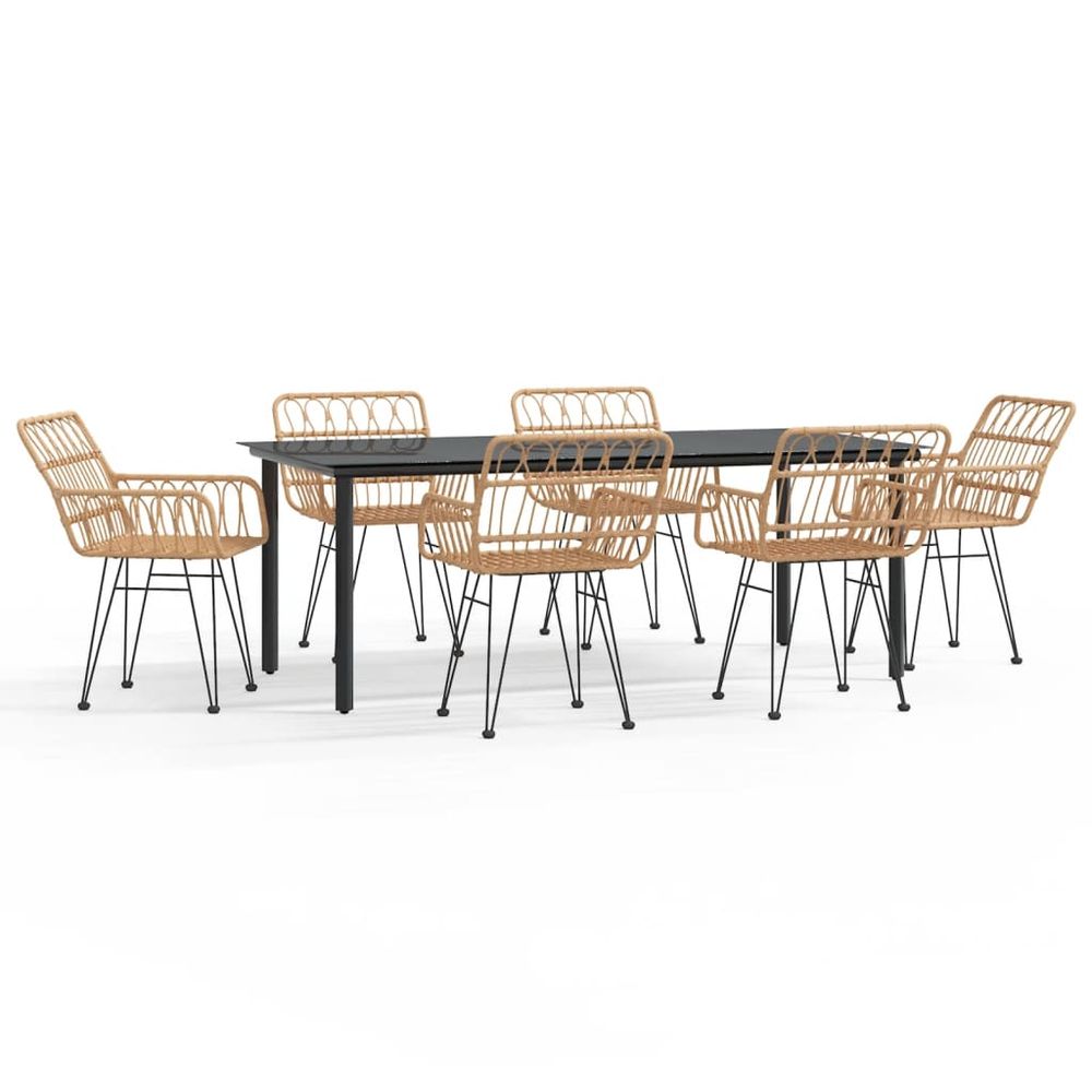 Ensemble à manger de jardin 7 pcs résine tressée