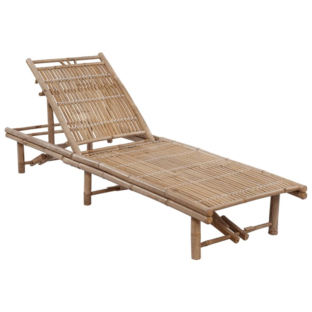 Chaise longue de jardin avec coussin bambou