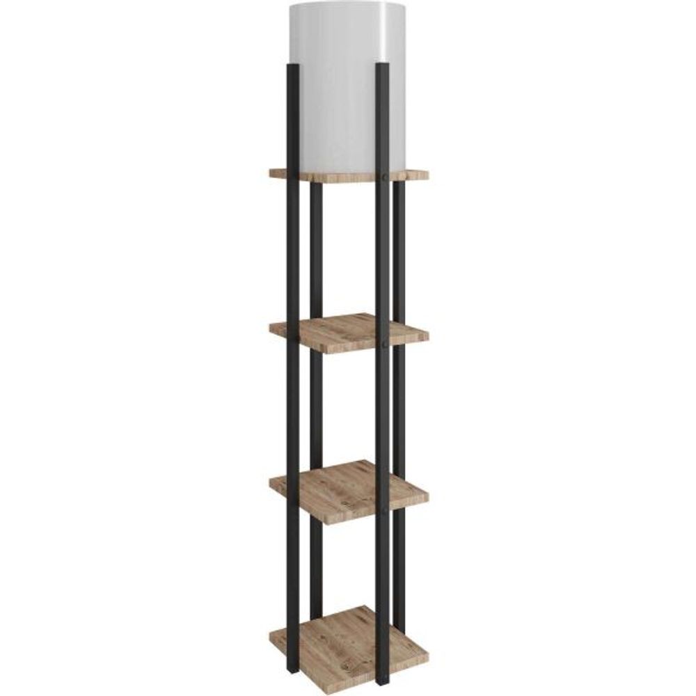 Etagère avec lampe intégrée nora naturel et noir