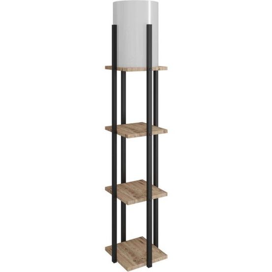 Etagère avec lampe intégrée nora naturel et noir