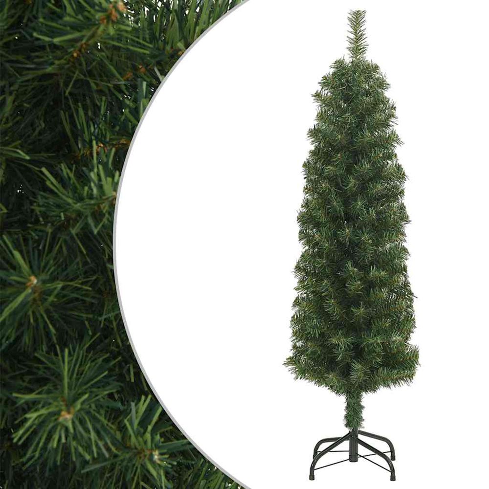 Sapin de noël artificiel mince avec support vert 120 cm pvc