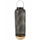 Lanterne cylindrique en bois noir 20x20x60 cm