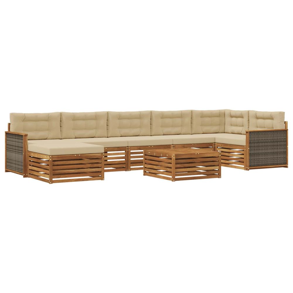 Ensemble de canapés d'extérieur 8 pc naturel et beige