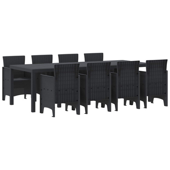 Ensemble de salle à manger pour jardin 9 pcs anthracite