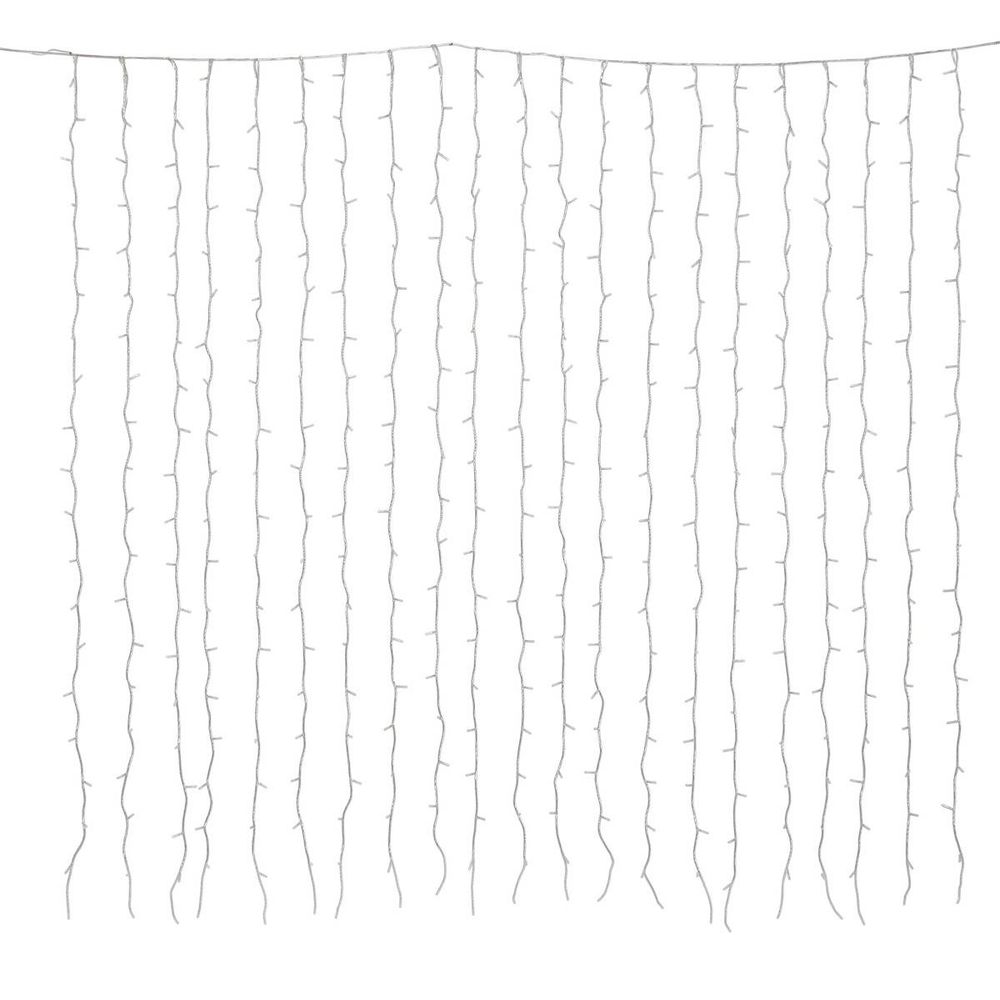 Rideau lumineux de façade d'extérieur 3 x 2 m 600 led blanc froid à effets avec minuteur sur secteur