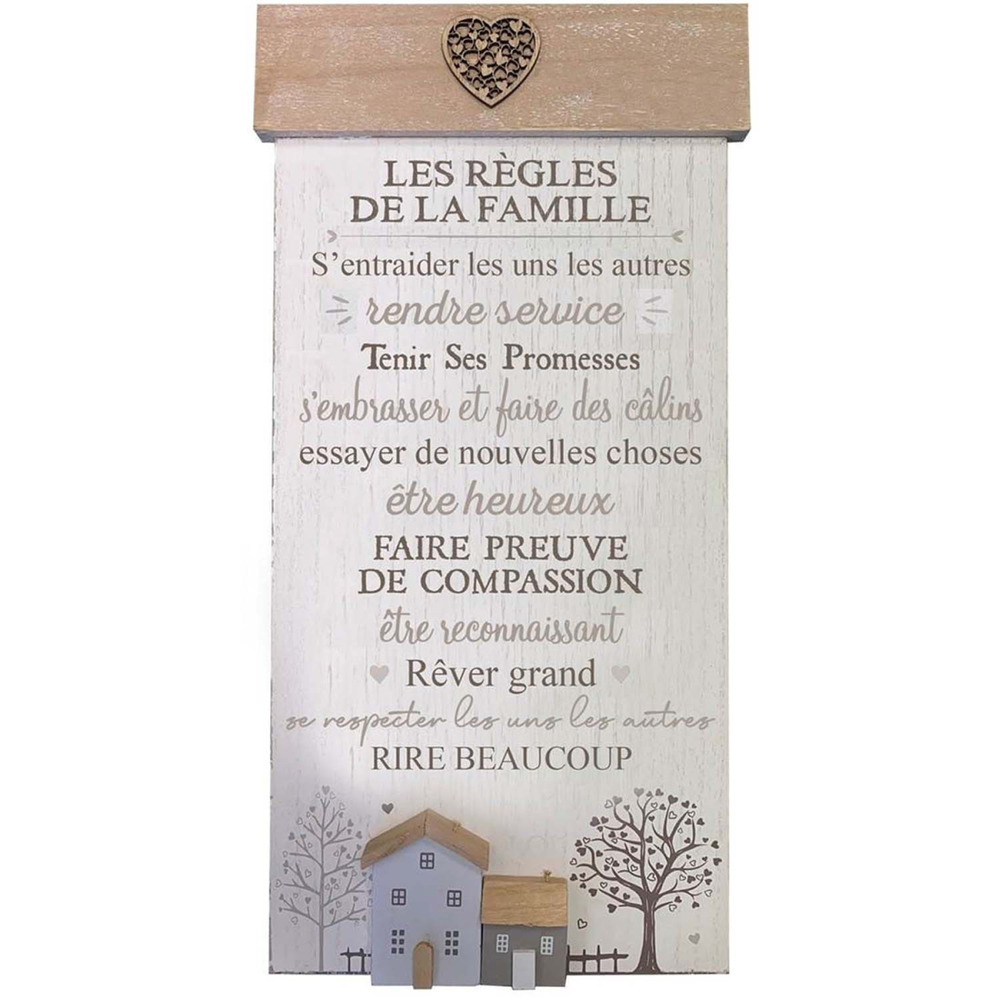 Décoration murale règles de la famille 25 x 50 cm