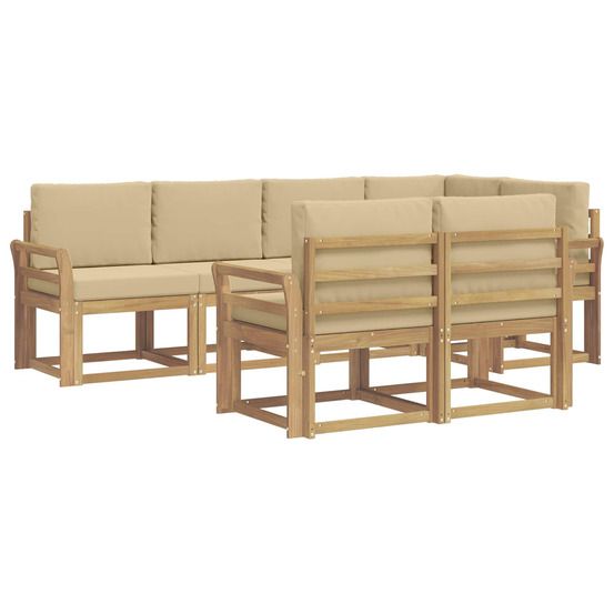 Ensemble de canapés d'extérieur 7 pc blanc et beige polyester