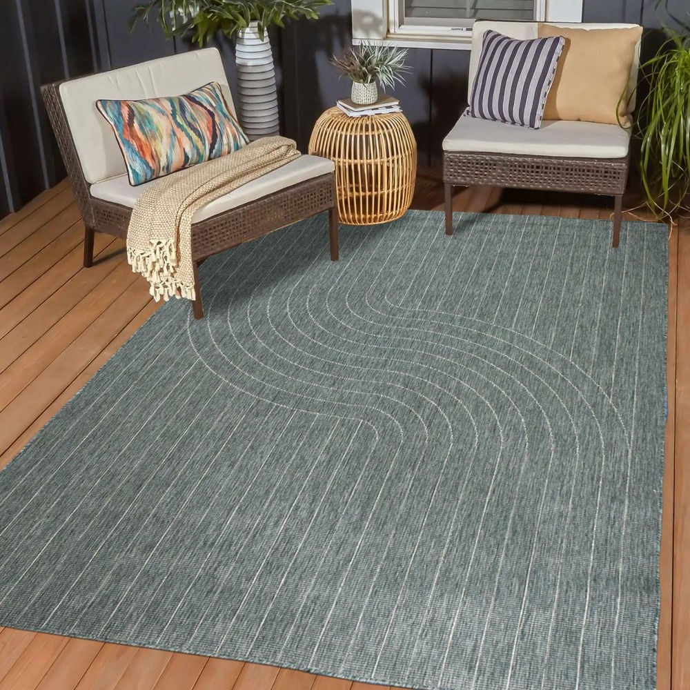 Tapis extérieur, kilim reversible 200x290 lyn2 aw reversible vert et beige