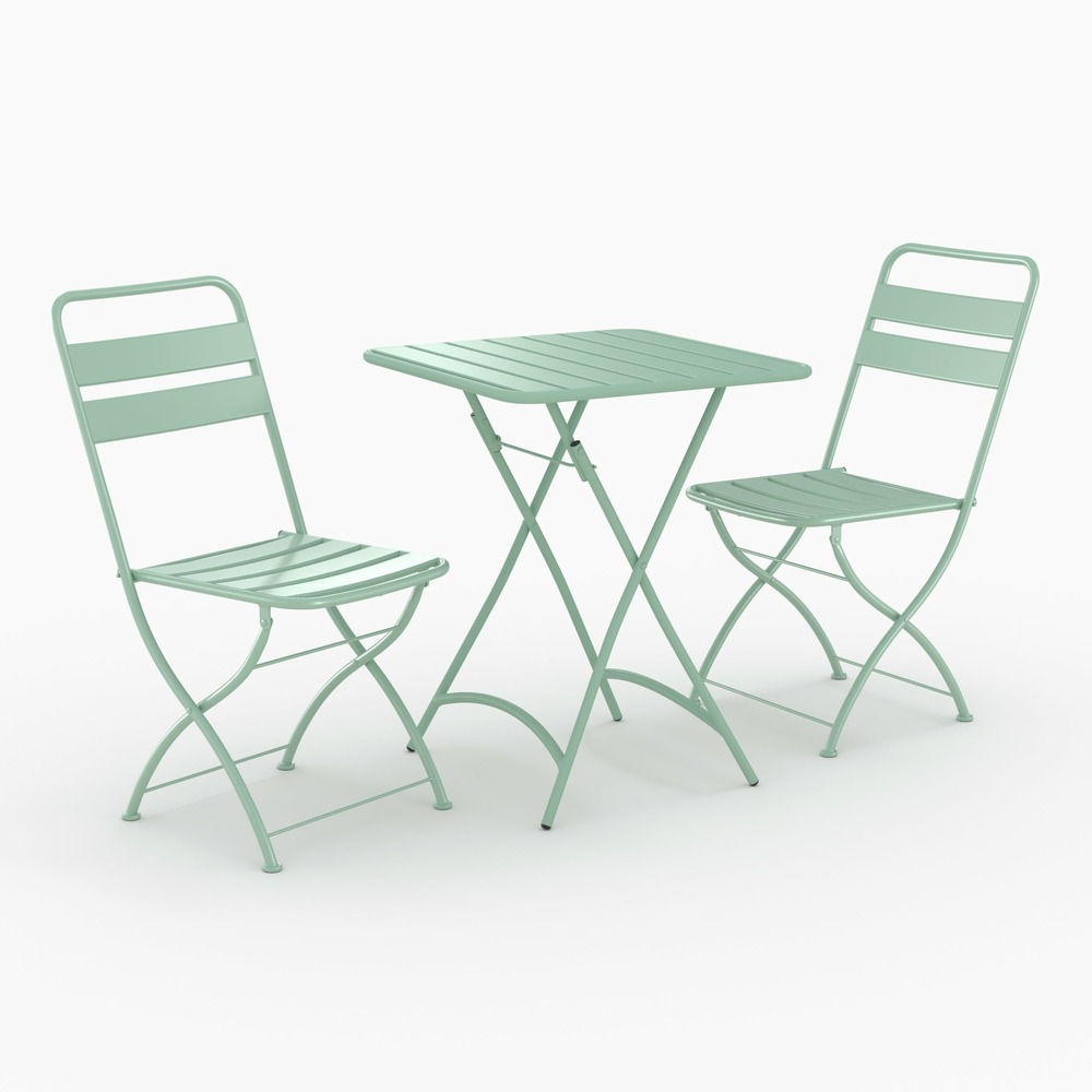 Yumi-table et chaises de jardin 2 personnes en métal vert