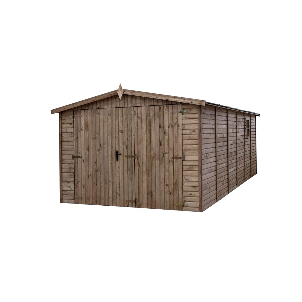 Garage en bois traité, 490x303cm ep 19mm, surface utile 14.15 m² int031