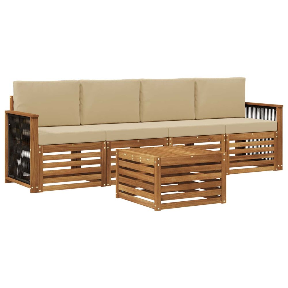 Ensemble de canapés d'extérieur 5 pc naturel et beige