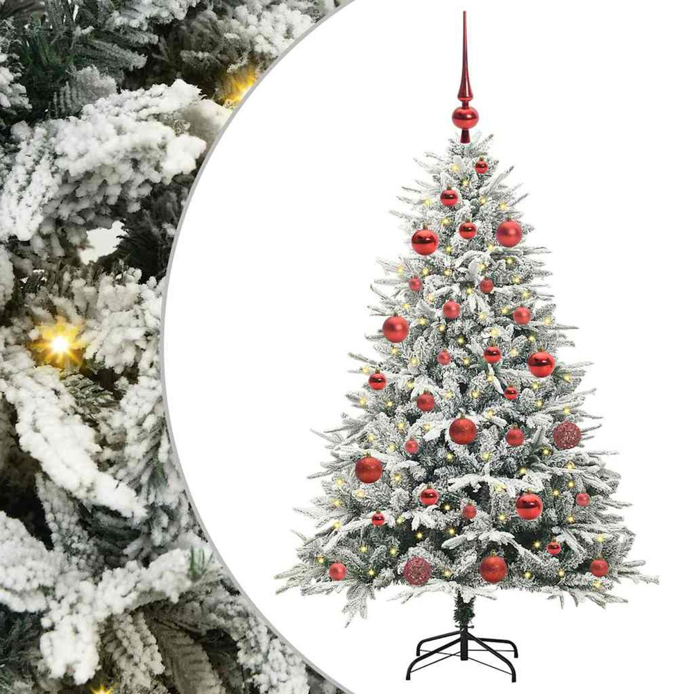 Sapin de noël artificiel pré-éclairé avec set de boules 150 cm