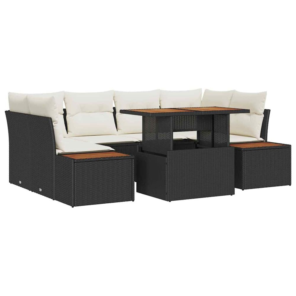 Ensemble de canapé de jardin 7 pc noir poly rotin