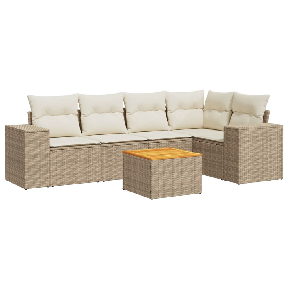 Salon de jardin avec coussins 6 pcs beige résine tressée