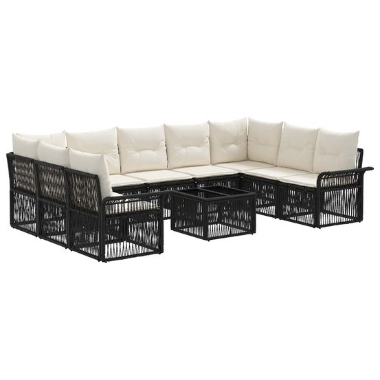 Ensemble de canapé de jardin 10 pc noir polyrotin
