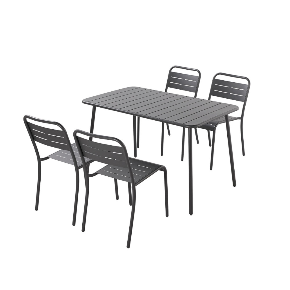 Ensemble table de jardin 120 cm et 4 chaises bergame