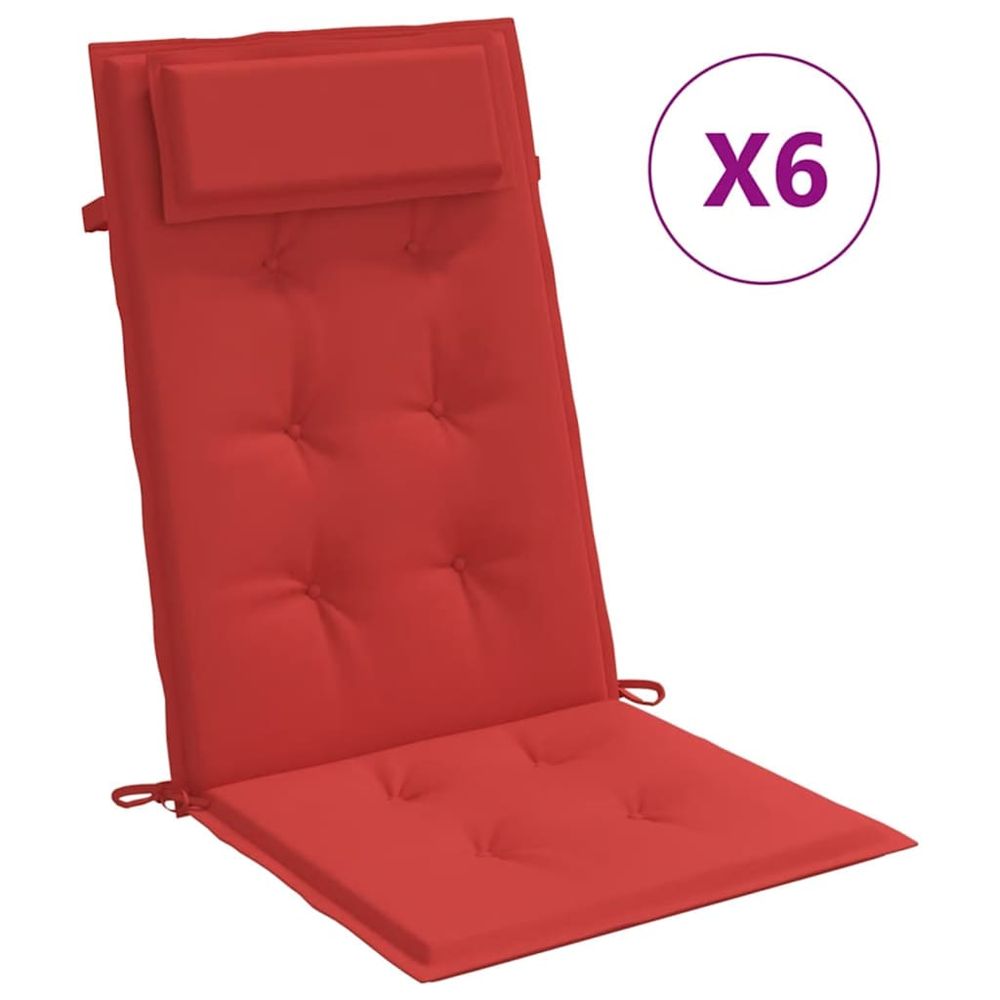 Coussins de chaise à dossier haut lot de 6 rouge tissu oxford