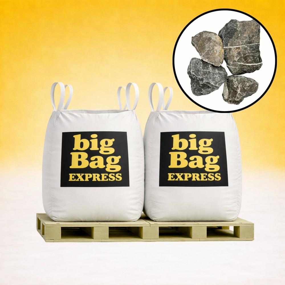 Pack 2 x big bag de +/- 1,5t ballast ou pierre à gabion gris ø 80/150 mm - livraison premium