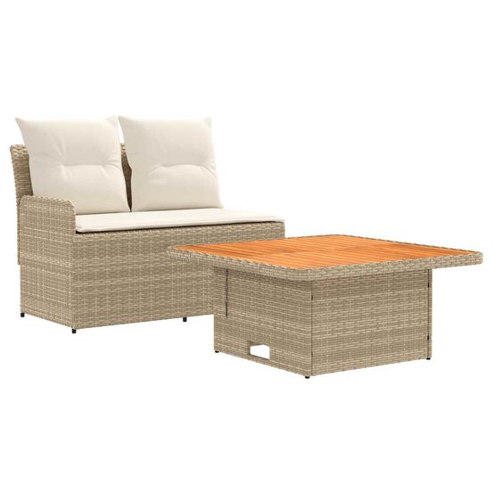 Canapé de jardin avec accoudoirs et table relevable 2 pc