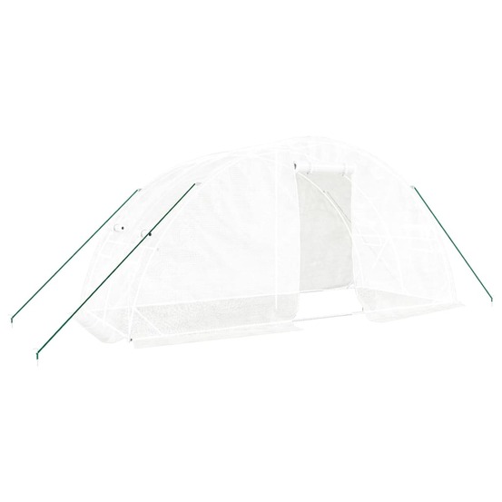 Serre avec cadre en acier blanc 10 m² 5x2x2,3 m