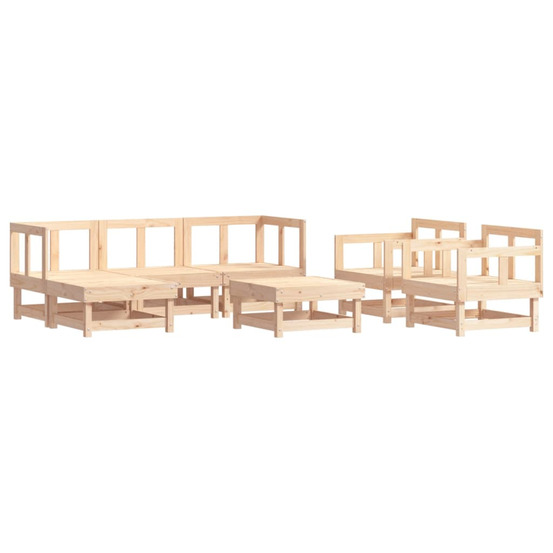 Salon de jardin 7 pcs bois de pin massif