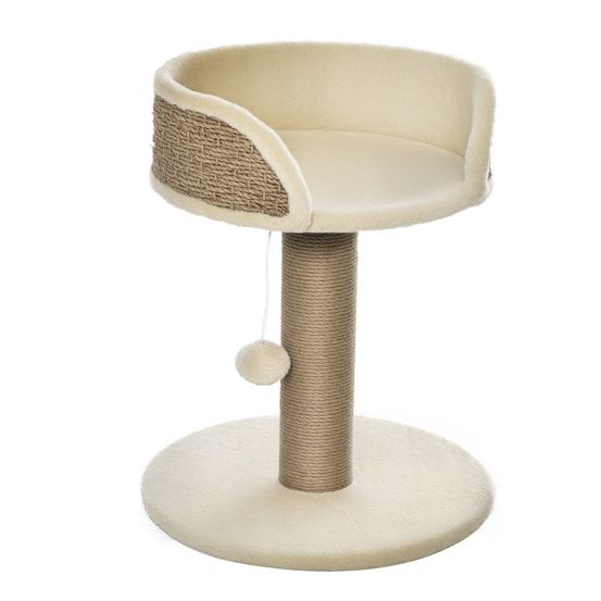 Petit arbre à chat polyester pour chatons lit corbeille avec balle 49cm café
