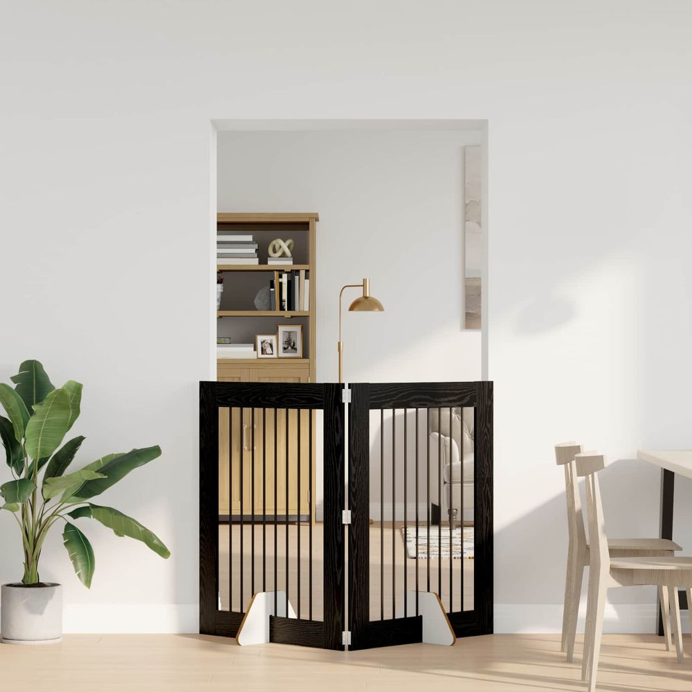 Barrière de sécurité pour chien en bois intérieur modulable 160,5cm noir