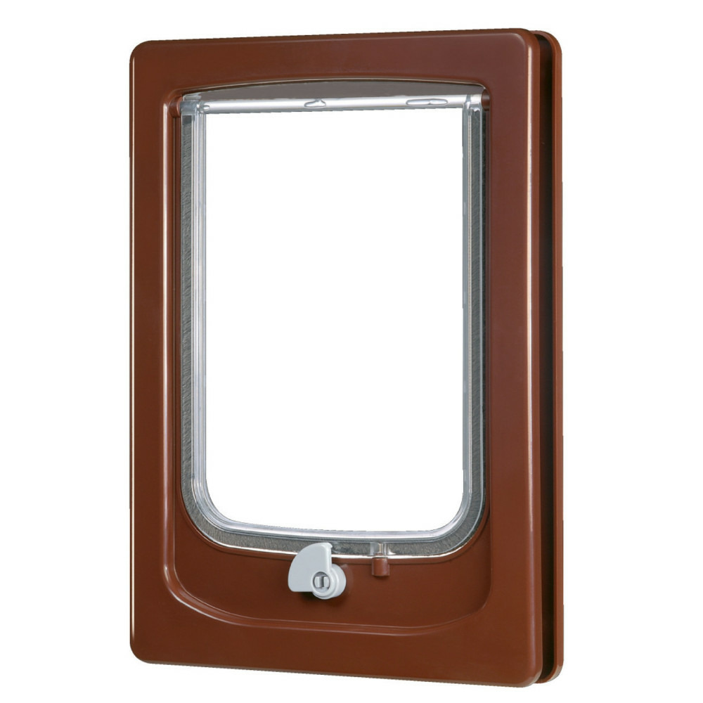 Chatière 4 positions marron 24 x 32. 5 extérieur pour petit chien