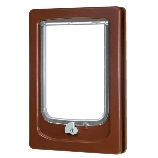 Chatière 4 positions marron 24 x 32.5 extérieur pour petit chien