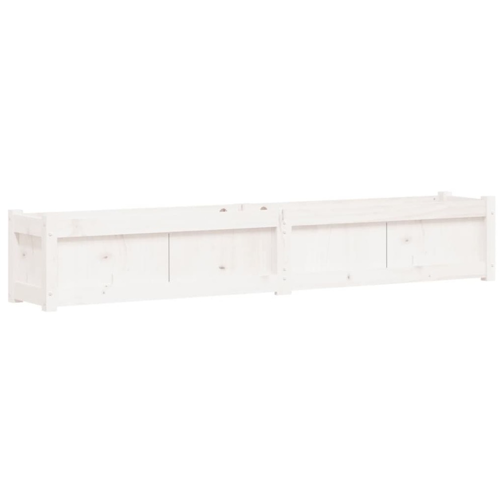 Jardinière bac lit surélevé plantes fleurs terrasse jardin 180 x 31 x 31 cm bois de pin massif blanc