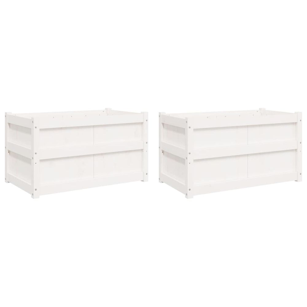 Jardinières 2 pcs blanc bois de pin massif