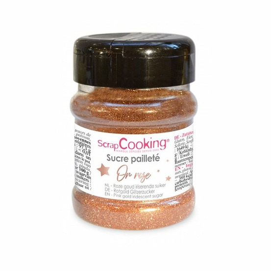 Sucre alimentaire pailleté or rose - 160 g