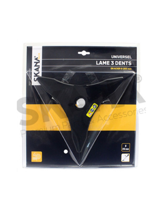 Lame en acier professionnelle 3 dentsø : 255 mm alésage : 25,4 mm epaisseur: 3 mm pour débroussailleuses à partir de 35 cc.