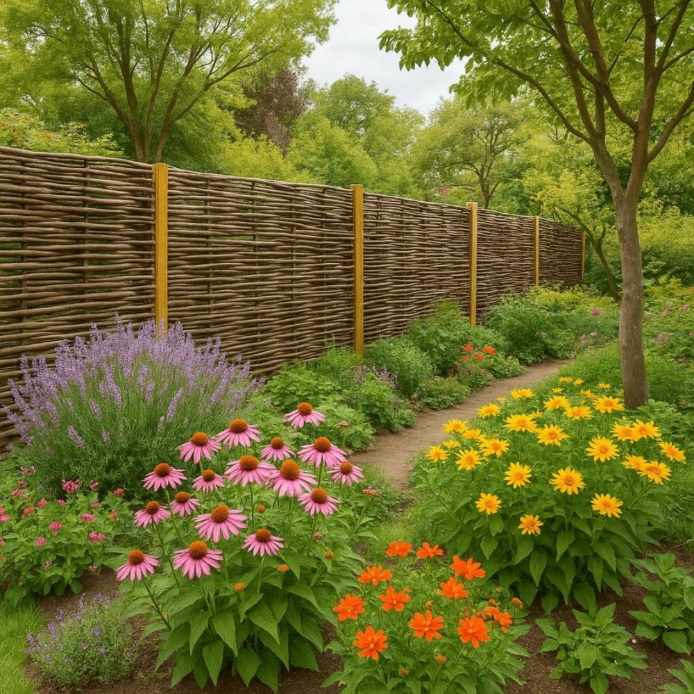 Clôture bois en noisetier tressé - 100% naturel - poteaux non inclus - hauteur 150 x largeur 180 cm