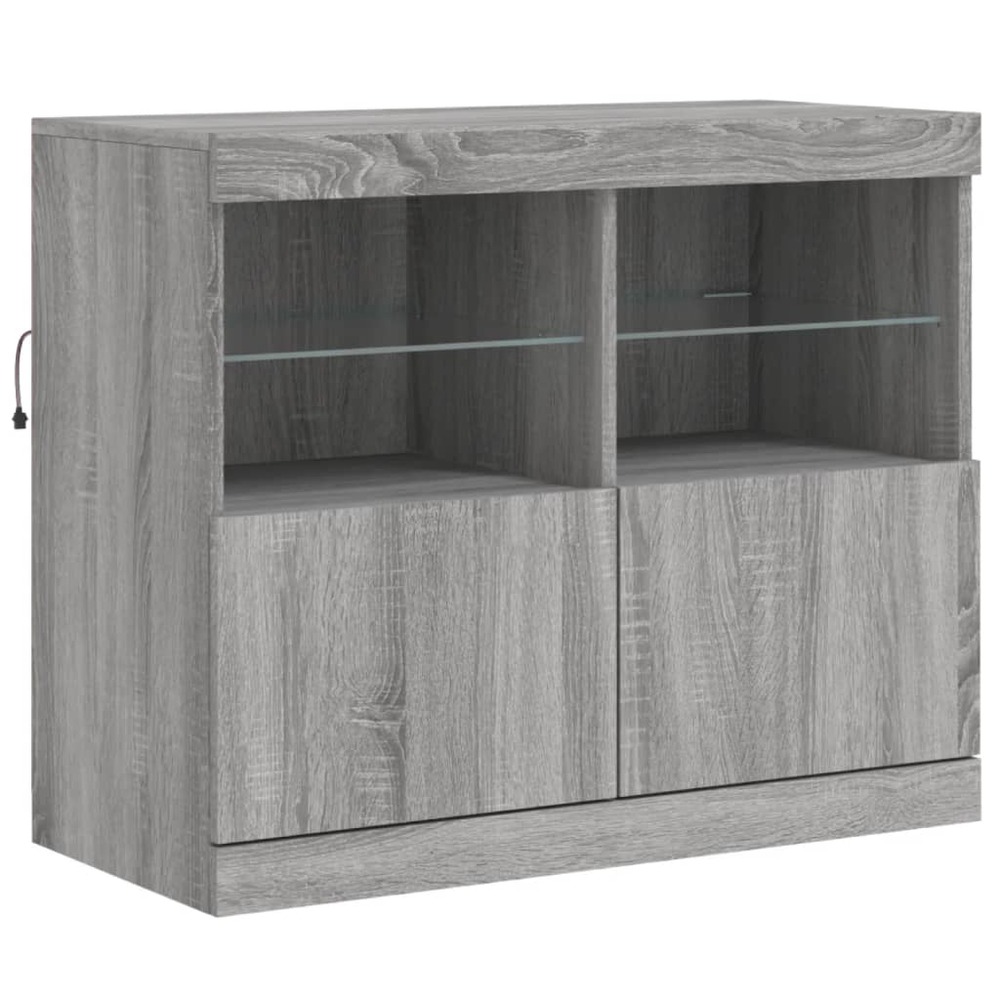 Buffet bahut commode armoire meuble de rangement organisateur cuisine salle de séjour salon avec lumières led sonoma 81 x 37