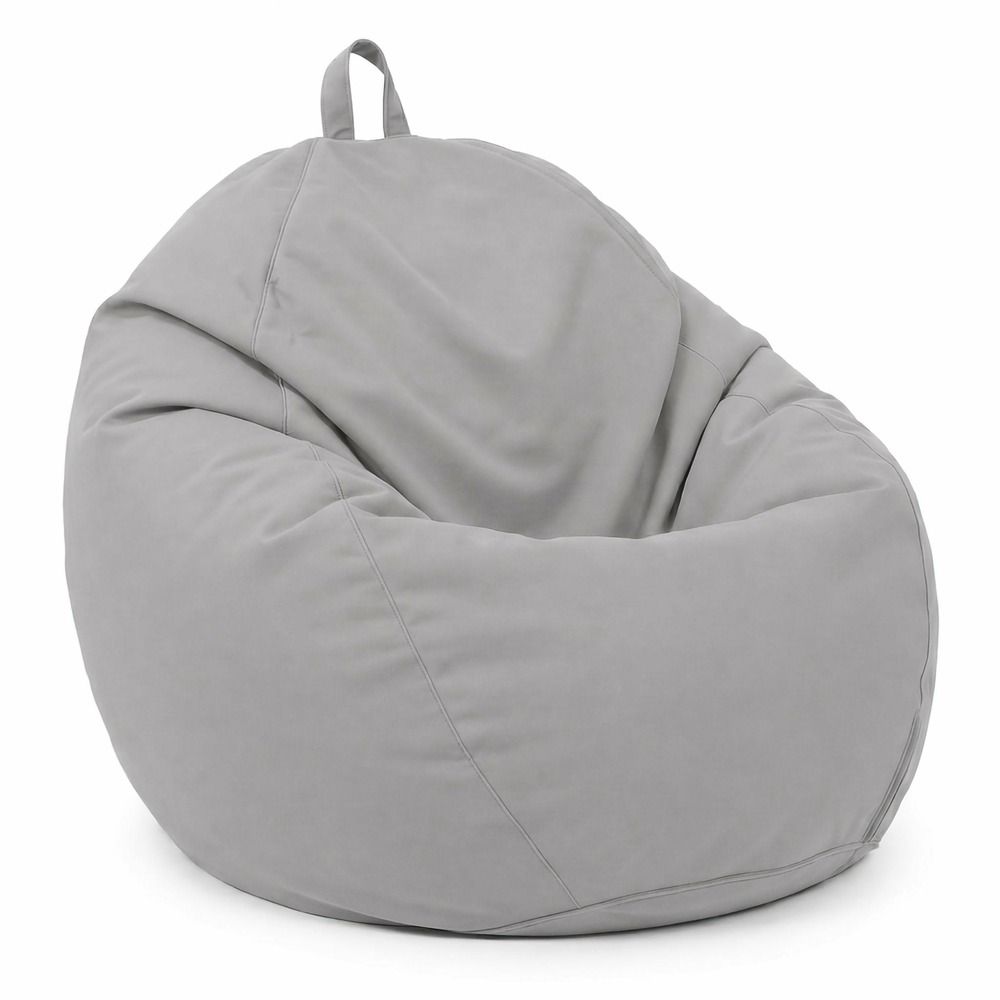 Pouf poire xl 110x120 gris galet - déhoussable & imperméable (garni billes)