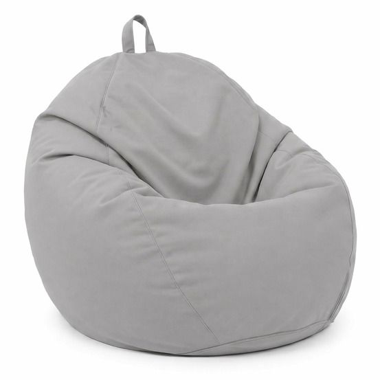 Pouf poire xl 110x120 gris galet - déhoussable & imperméable (garni billes)