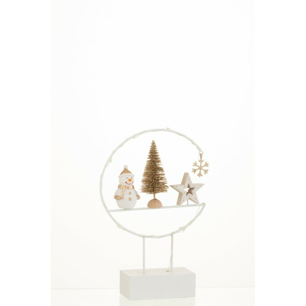 Décoration de noël sur socle en bois blanc 22.5x15x5 cm