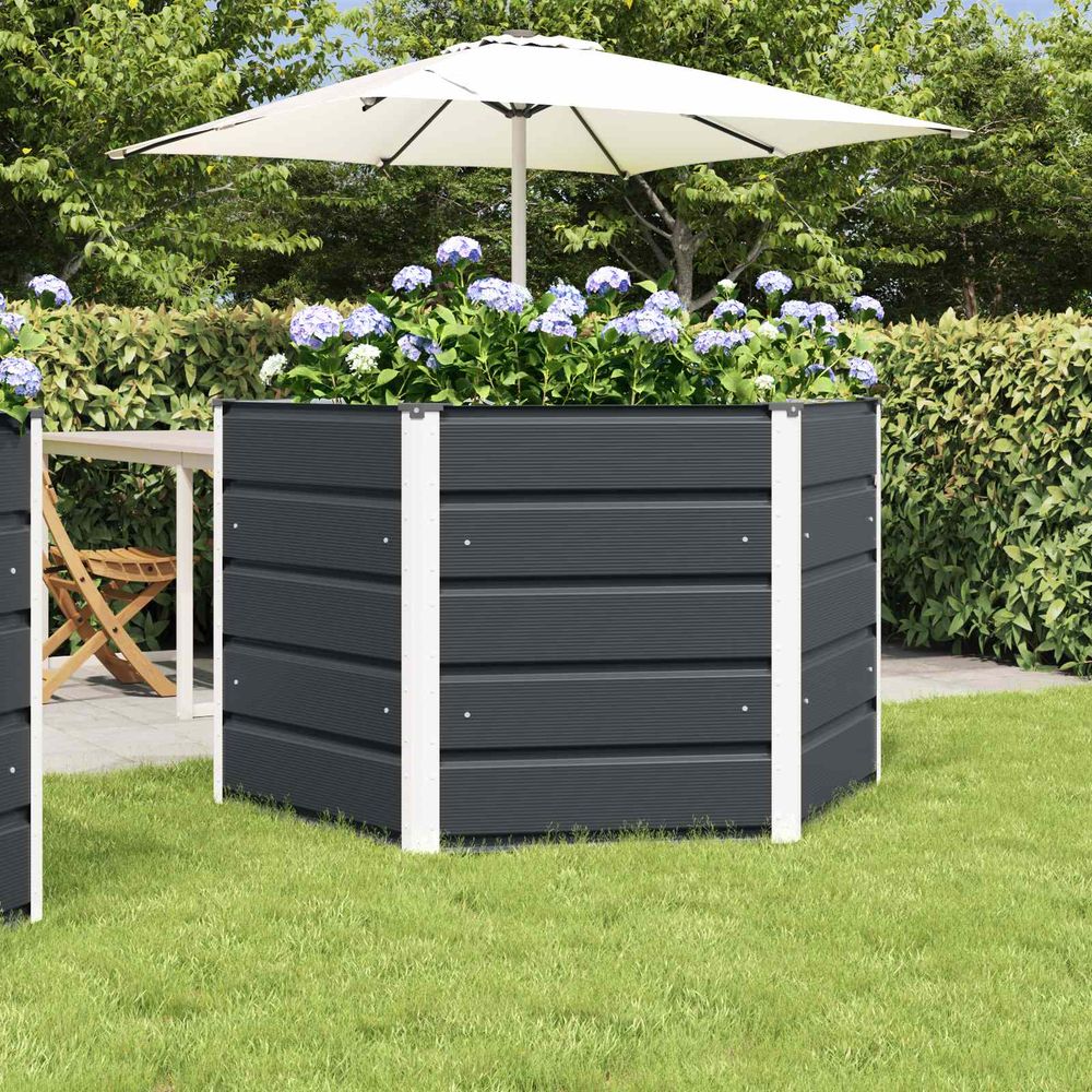 Jardinière hexagonale acier pour jardin terrasse bac à fleurs design 129x129x75 cm anthracite