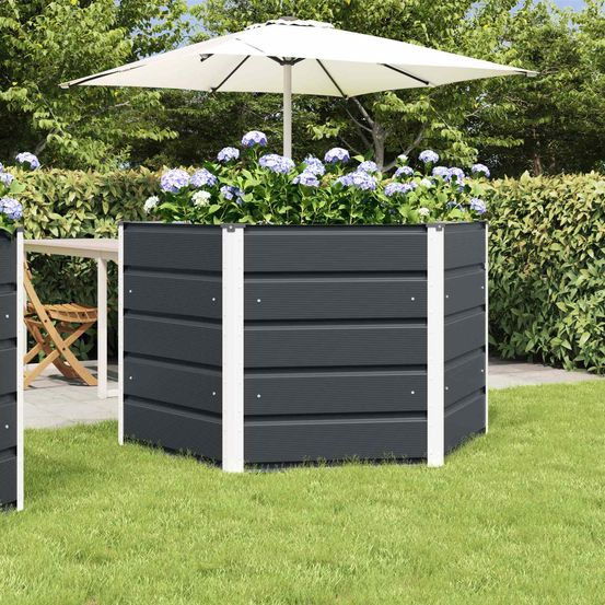 Jardinière hexagonale acier pour jardin terrasse bac à fleurs design 129x129x75 cm anthracite
