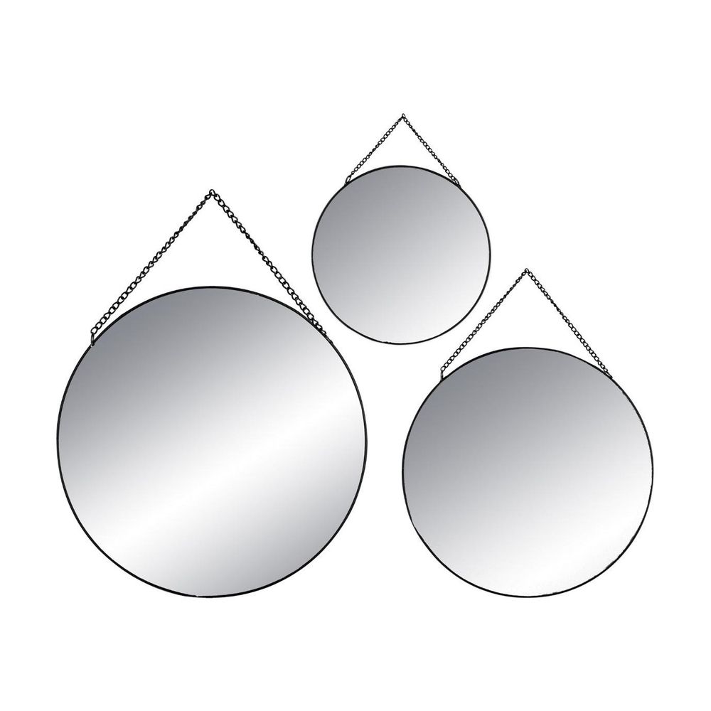 Lot de 3 miroirs à suspendre en métal noir