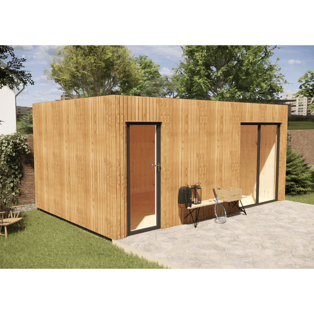 Bureau de jardin 4 saisons en bois 5,5 x 3,5 x 2,7 m / isolation re2020 avec plancher isolé