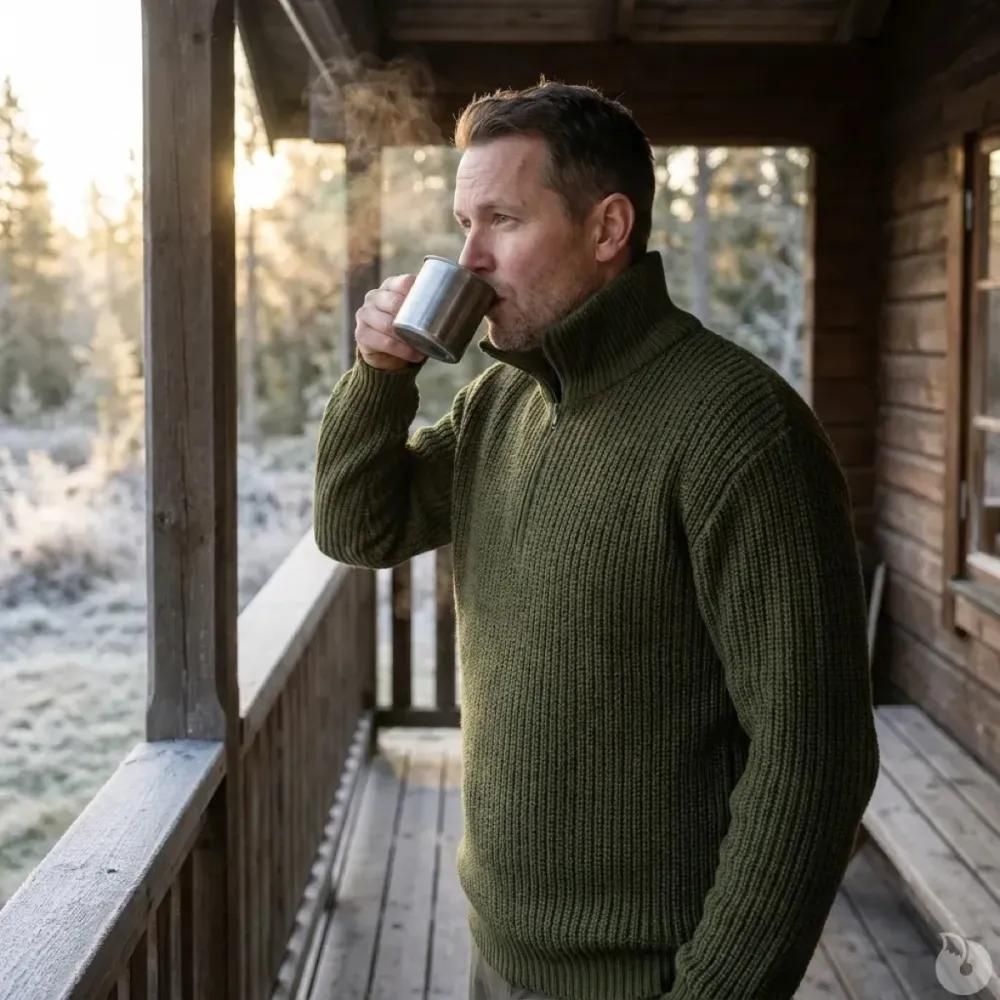 Pull troyer olive à col camionneur - brandit® homme