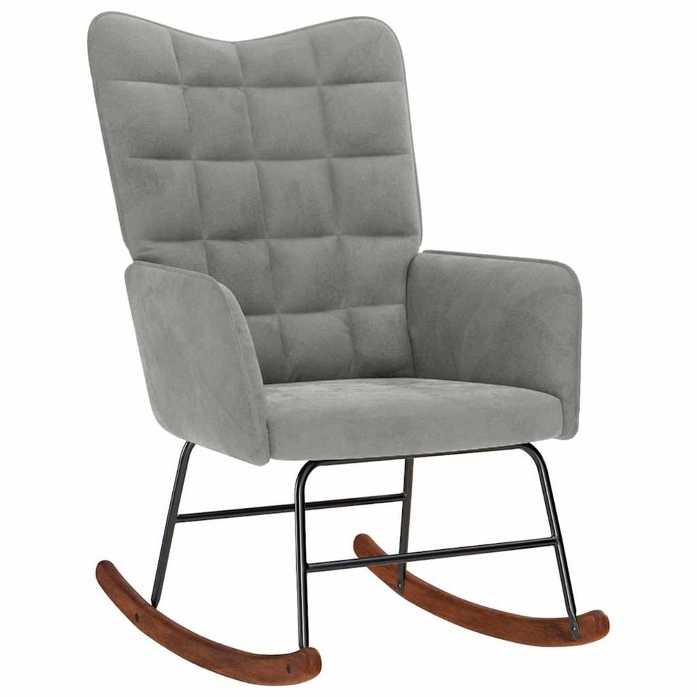 Chaise à bascule gris clair velours