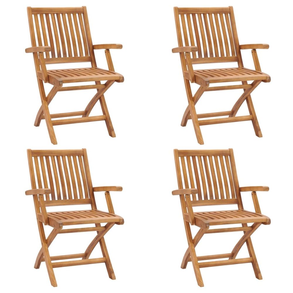 Chaises pliantes 4 pièces en teck massif