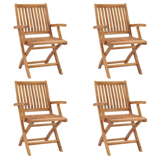 Chaises pliantes 4 pièces en teck massif