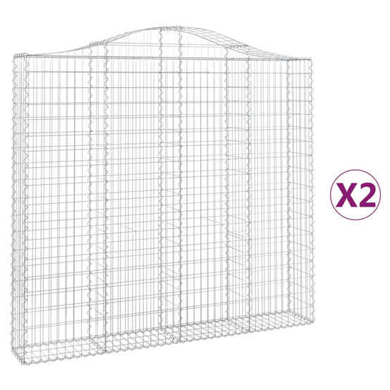 Paniers à gabions arqués 2 pcs 200x30x180/200 cm fer galvanisé