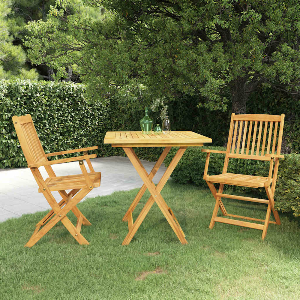 Ensemble à manger de jardin pliable 3 pcs bois d'acacia solide